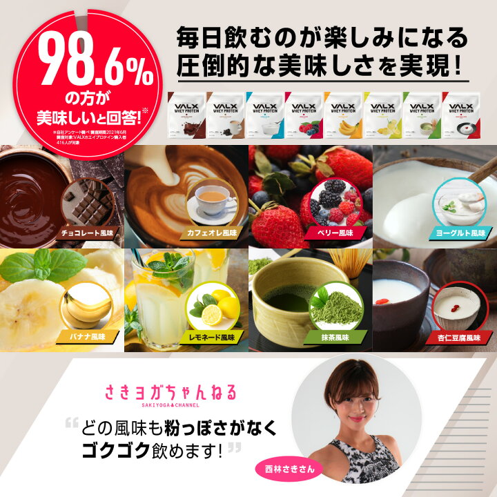 楽天市場 P10倍 11日1 59ﾏﾃﾞ Valx ホエイプロテイン チョコレート ベリー ヨーグルト カフェオレ バナナ レモネード 抹茶 杏仁豆腐バルクス 国内生産 Wpc 山本義徳 ホエイ プロテイン1kg 筋トレ タンパク質 男性 女性 安い コスパ チョコ Valx公式 Valx Online