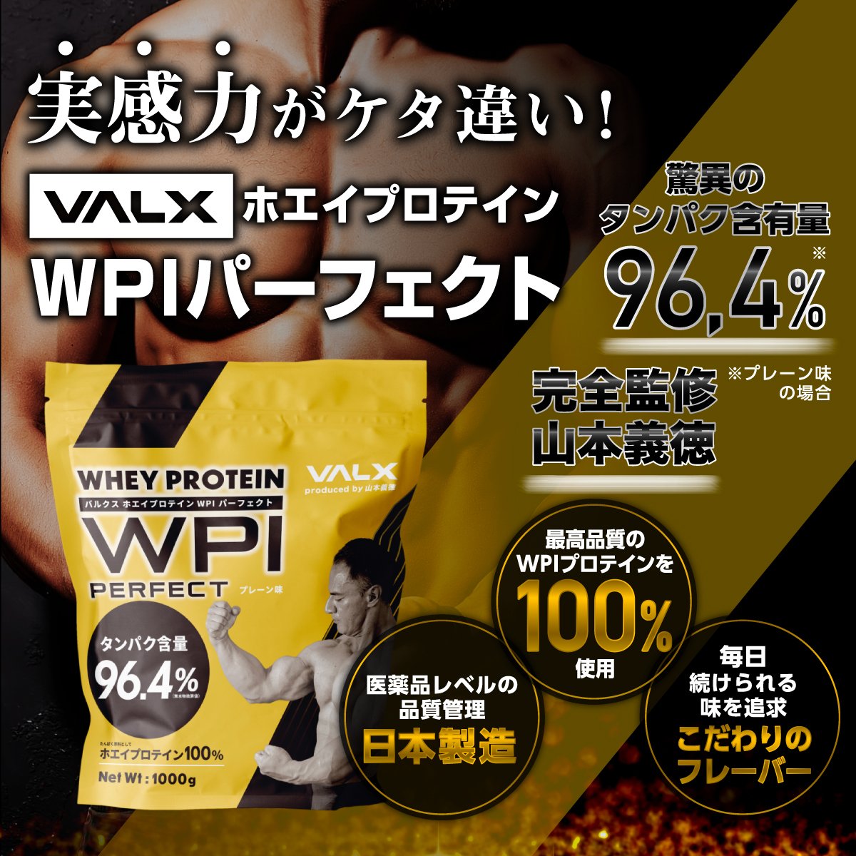 プロテイン 山本義徳 バルクス WPI VALX ホエイ プロテイン 1kg 3kg