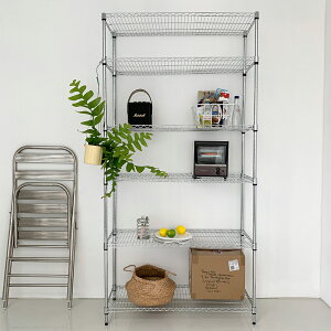 O'gre オグレ モダンラック パントリー棚L 韓国インテリア 6段 幅89 高さ180 収納ラック鋼製 本棚 収納棚 倉庫 ラック スチールラック オープンラック キャスター付 スチールシェルフ キッチン
