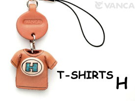 Tシャツ H （青） 携帯ストラップ【レザー 本革 VANCA バンカクラフト革物語 国産 ハンドメイド 贈り物 即納】