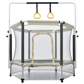 【全品P5倍★今夜20時〜4H！】トランポリン 140cm 鉄棒 吊り輪 高さ3段階調節 55inch 大型 家庭用 室内 安全ネット 安全カバー セーフティネット 大型 スポーツ 遊具 おもちゃ キッズ 子供用 小学生 男の子 女の子 誕生日 tb