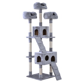 キャットタワー 据え置き 多頭 大型猫 おしゃれ 全高185cm 猫用品 猫タワー 高級 組立簡単 爪とぎ 麻　ネコハウス付き 隠れ家 多頭飼い 猫タワー キャットトンネル 猫おもちゃ 玩具