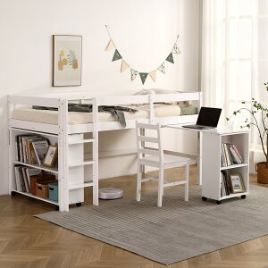 システムベッド システムベッドデスク 分割可能 ロフトシステムベッド すのこ シングル デスクベッド ロフトベッド システムデスクロータイプ 学習机 本棚 ブックシェルフ セット 木製ベッ