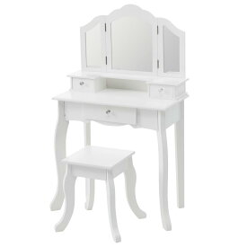 【全品P5倍★今夜20時〜4H！】おままごとドレッサー 三面鏡 おしゃれ かわいい 子供用 木製 スツール付き 引き出し お化粧 おめかし メイク台 ミラー 化粧台 鏡台 コスメ収納 誕生日 姫系　知育玩具 おもちゃ キッズ 女の子 クリスマスプレゼント 遊具【18ヶ月品質保障】