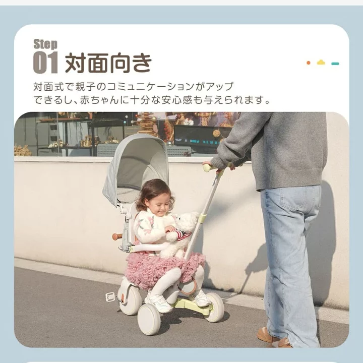 楽天市場】三輪車 BTM 7in1 折りたたみ 舵取り 押し棒付き ストッパー 