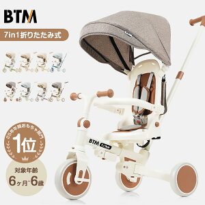 【P5倍&500円クーポン！累計66,340台突破！】三輪車 BTM 折りたたみ 手押し棒付き 安全ストッパー かじとり