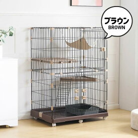 【新仕様アップデート両開きドア】猫 ケージ キャットケージ 2段 多頭飼い 1段可能 猫ケージ ペットケージ ケージ ペット用 キャットハウス キャスター付き ペットサークル ネコ ハウス 移動便利 多段 留守番 保護 脱走防止