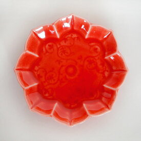 細工小皿 八稜鏡3寸皿：赤TOJIKITONYA/小皿/豆皿