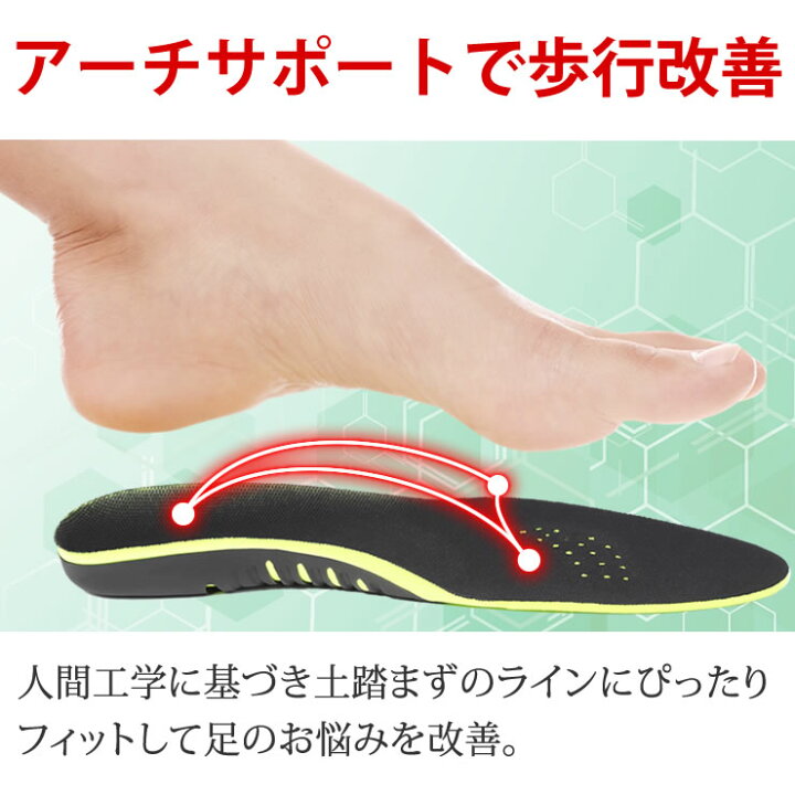 インソール　衝撃吸収インソール　アーチサポート　消臭効果　靴　スニーカー　中敷き
