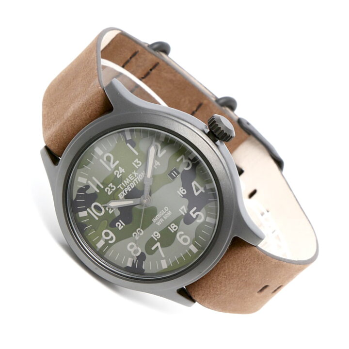 TIMEX タイメックス 腕時計 TW4B06600 EXPEDITION SCOUT METAL エクスペディション スカウト メタル ミリタリーウォッチ メンズ レディース 時計 アナログ カジュアル ミリタリー 黒 カーキ カモフラージュ 迷彩 レザー 革ベルト LAD WEATHER ラドウェザー