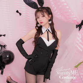 バニーガールコスプレ バニーガール タキシード コスプレ 仮装 衣装 コスチューム バニーコスプレ バニーコス オールインワン タイト バニー服 黒 ブラック レディース 女性 大人 うさぎ 黒うさぎ 【2点セット】TUXEDO bunny タキシードバニー vcsbn-2467