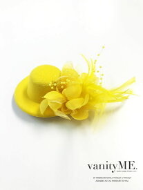 vanityME.couture ヘッドアクセ コサージュ ヘアアクセサリー ミニハット フラワー イエロー フリーサイズ vctr-0004-op 花 黄色