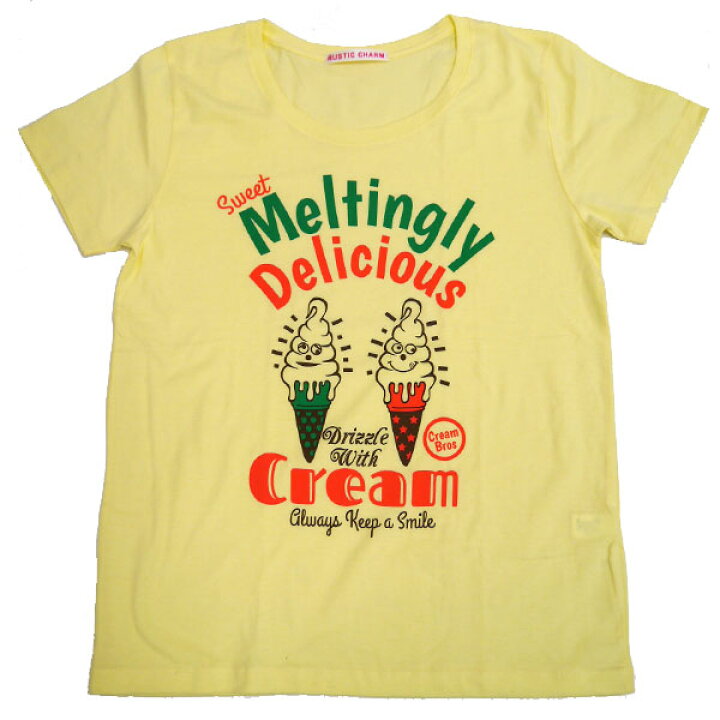 楽天市場 メール便送料無料 ｔシャツ アイスクリーム イエロー 半袖 レディース スイーツ ソフトクリーム トップス カットソー ルームウェア 部屋着 春 夏 秋 中学生 高校生 女子 女性 女性用 大人かわいい 楽天マラソン 買い回り 送料無料 1000円ぽっきり 1000円