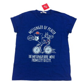 【メール便送料無料】Tシャツ くま 自転車 ブルー イラスト 青色 半袖 レディース Mサイズ | トップス カットソー ルームウェア 部屋着 春 夏 中学生 高校生 女子 女性 女性用 大人 おしゃれ かわいい 楽天マラソン 買い回り 送料無料 1000円ぽっきり 1000円ポッキリ M3