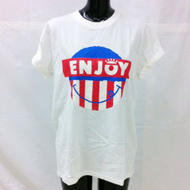 楽天市場 メール便送料無料 Tシャツ Enjoy スマイル アメリカン アメカジ イラスト ホワイト 白 半袖 レディース Mサイズ トップス カットソー ルームウェア 部屋着 春 夏 秋 中学生 高校生 女子 女性 女性用 女性向け 大人 おしゃれ かわいい 母の日 ギフト