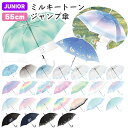 ミルキートーンアンブレラ 傘 子供 55cm | グラデーション キッズ 子供用 子供 小学生 傘 長傘 レインボー こども 女の子 男の子 シンプル 雨具 カサ かさ 透明 POE ビニール傘 シマエナガ くま 大きめ おしゃれ かわいい パステル ジャンプ傘 SNS映え チェック 虹色 1000