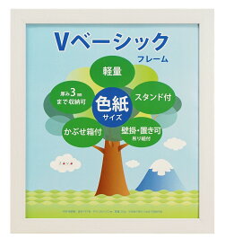 色紙額 箱付き 全4色 Vベーシックフレーム 色紙サイズ(242×272mm) 万丈 寄せ書き サイン 額縁 ホワイト ナチュラル ブラウン ブラック 壁掛け 卓上 軽量