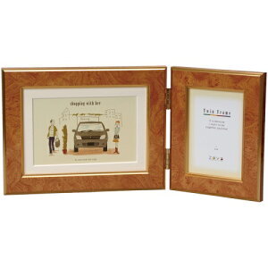 大理石調 全4色 ツインフレーム 2L判・L判 万丈 キャメル/ワイン/エメラルド/ブルー 額縁 写真立て フォトフレーム 2枚 2面 壁掛け ギフト 記念品 高級 上品 おしゃれ クラシック