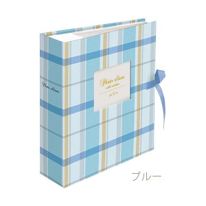 受発注品 ナカバヤシ 窓・リボン付 ポケットアルバム L判2段200枚 チェック 1PLW-201-3