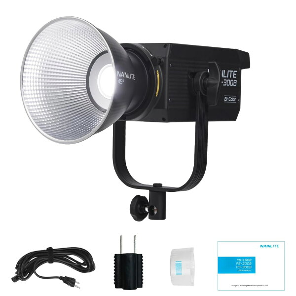 【スーパーセール】NANLITE FS-300B 撮影用LEDライト 高出力350W 色温度2700-6500K CRI96 バイカラー LED 定常光 12種類照明効果 過熱保護 アプリ操作 ボーエンズマウント 静音 ビデオライト 補助光 定常光ライト ライブ配信 スタジオ撮影 動画撮影