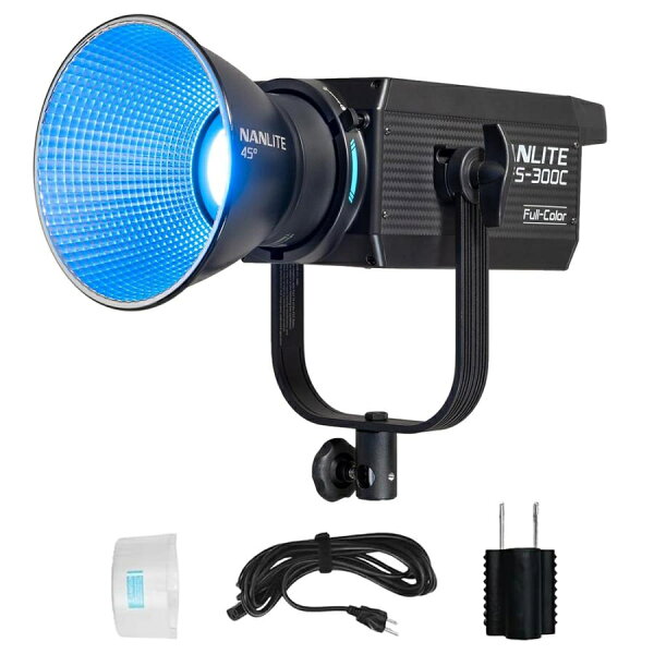NANLITE FS-300C 撮影用ライト 2700-7500K 300W RGB撮影用ライト RGBライト 定常光 15種類照明効果 CRI95 36000色 アプリ操作 ボーエンズマウント フルカラーライト LEDスタジオライト ビデオライト ライブ配信 記念撮影スタジオ撮影 商品撮影