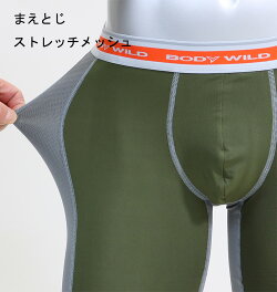 BODYWILD(ボディワイルド)ロングボクサー/春夏/メッシュ/前とじ/メンズ/吸汗速乾/ブランド/グンゼ/日本製/パンツ