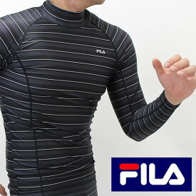 送料無料 FILA(フィラ）吸汗速乾コンプレッションハイネック長袖tシャツ（再起反射付き）メンズ