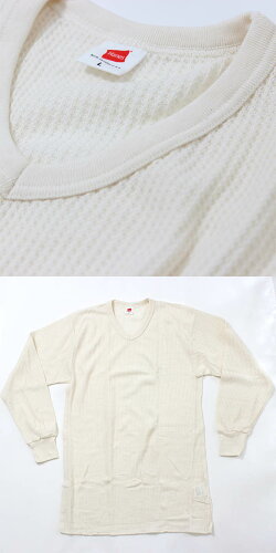 Hanes(ヘインズ)サーマル長袖丸首tシャツ(MH4118)メンズ