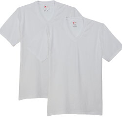 送料無料2枚セット綿100%メンズインナーTシャツ(VネックTシャツ)(丸首Tシャツ)【RCP】【男性白下着2P年間定番ヘインズ肌着半袖】【2枚組|福袋】【Hanesコットン/ホワイトパックT】