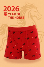 【開運祈願パンツ】2026年 干支 馬 午年 うま 赤 ボクサーパンツ 前あき 男性用 赤肌着 健康 幸運 赤色 レッド メンズ ギフト 赤の下着 肌着 赤 赤パンツ