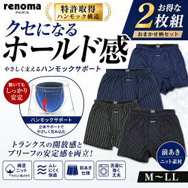 ハンモックトランクス メンズ 2枚組 U.P.renoma レノマ 前あき ニットトランクス おまかせ 福袋 ハンモック構造 前開き メンズ 下着 トランクス M L LL 特許取得
