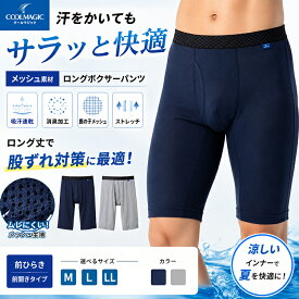 グンゼ クールマジック ロングボクサーパンツ メンズ 夏 メッシュ 前開き 吸汗速乾 消臭 鹿の子 ロングボクサー 股ずれ防止 涼しい MC3285