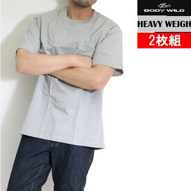 【2枚セット】ボディワイルド ヘビーウェイト tシャツ 無地 半袖 グンゼ ポケット付き ポケt 2枚組 厚地 tシャツ 厚手 丈夫 アウター 外 tシャツ