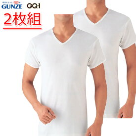 【2枚組】グンゼ GQ-1シリーズ 半袖V首 シャツ 半袖 Vネック メンズ 綿100％ セット 下着 肌着
