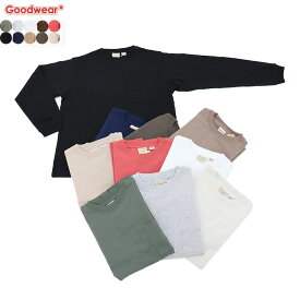 グッドウエア ロンT ポケット付き メンズ goodwear 長袖 tシャツ 7オンス 綿100％ ポケ付 ヘビーウエイト 長袖tシャツ