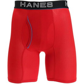 Hanes ヘインズ ロングボクサー メッシュ素材 赤 下着 COMFORT FLEX FIT メンズ ボクサーブリーフ カンガルーポーチ HM6EQ102 レッド 赤 ボクサーパンツ メッシュ パンツ 下着 2026 開運 勝利 赤肌着 パンツ 縁起