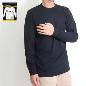 Hanes ヘインズ スウェードニット クルーネックロングスリーブTシャツ 24FW【秋冬新作】ヘインズ(HM4-A204) tシャツ 長袖 丸首 tシャツ