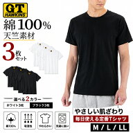 G.T.HAWKINS ホーキンス Tシャツ メンズ 3枚組 綿100％ 天竺 半袖 丸首 クルーネック コットン 無地 イン…