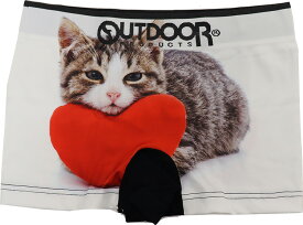 outdoor ボクサーパンツ アニマル ハート ねこ 猫 メンズ 成型 ストレッチ まえとじ OUTDOOR ブランド アウトドアボクサーパンツ 下着