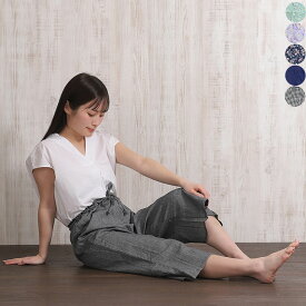 紐付き ステテコ レディース 7分丈 ワイドパンツ 綿100％ クレープ ステテコ 夏 涼活 おしゃれ 女子 女性用 ひざ下丈 7分丈 ルームパンツ パンツ 吸汗速乾 綿100 アズ レディースステテコ 冷感グッズ 母の日 ギフト