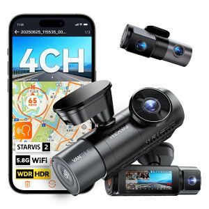 4�J���� �h���C�u���R�[�_�[ VANTRUE N5S �y�O��4�J�����Ƃ�STARVIS 2���� �Î��@�\�����Łz 360�x �h�����R �O��/���E/�����L�^ 360°�S���� 5.8G WiFi�@�\ 24���Ԓ��ԊĎ� 2.7K+1080P+1080P+2.5K �X�}�z�A�g 3