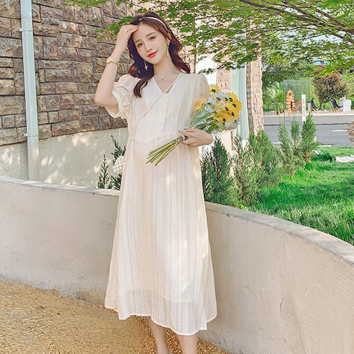 楽天市場 マラソン特別価格 マタニティ 服 妊婦服 授乳服 ワンピース 安い おしゃれ 春 秋 冬 お宮参り フォーマル 半袖 前開き 白 アイボリー ロング丈 大きいサイズ Rc Vanvenus
