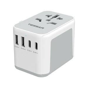 �ϊ��v���O �S���E�Ή� �C�O�R���Z���g TESSAN ���s�p�ϊ��� 2��USB-C��2��USB-A�|�[�g�t�� C/O/BF/A�^�C�v�t�� �C�O�d���ϊ��� �}���`�ϊ��v���O �d���ϊ��A�_�v�^�[ ���[���b�p/�؍�/�I�[�X�g��