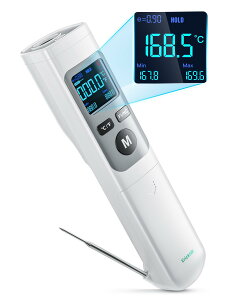 ERICKHILL スティック&放射温度計2IN1 非接触温度計 -50℃〜550℃ 放射率調節 LCD大画面 キッチン温度計 -50℃~260℃ 油温 お肉 揚げ物 コーヒー 工業熱炉 HVACなどの温度管理用料理&工業温度計