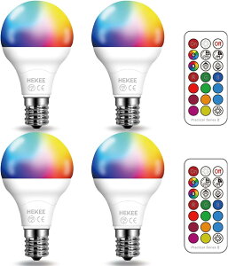 HEKEE LED�d�� E17 ���� 550LM 50W���� �����F 5000K �����R�� RGB 16�F 2�̃��[�h �ύX�d��(4�Z�b�g)