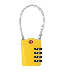 ZHEGE TSA ロック 南京錠 4桁ダイヤル式ロック ワイヤータイプ 旅行用 安心 防犯グッズ(黄, 1個)