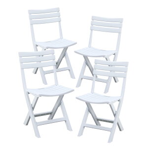 BOOSDEN 折りたたみ椅子 ガーデンチェア 4脚セット プラスチック 折り畳み椅子 簡易 折りたたみチェア イス おりたたみ ダイニング ベランダ 屋外 庭 アウトドア イベント ホワイト