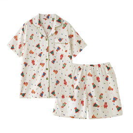 [Euyqs] 美しい パジャマ 綿 二重ガーゼ 半袖 ショーツ 上下セット ネグリジェレディース (#8 ベージュ, M)