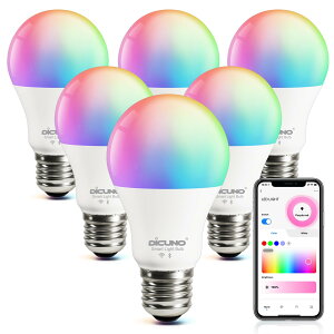 y AlexaFzDiCUNO X}[gd E26 LEDd 60W 9W 800lm F Alexa Google Ή dFEF }`J[ 1600F RGBCW Lz Wi-Fi Bluetoothڑ nusv PSE