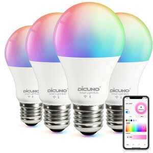 y AlexaFzDiCUNO X}[gd E26 LEDd 60W 9W 800lm F Alexa Google Ή dFEF }`J[ 1600F RGBCW Lz Wi-Fi Bluetoothڑ nusv PSE